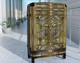 Polynesian Art Suitcase 3 Sizes Carry-on Suitcase Maori Tattoo Luggage Travel Suitcase with Wheels | 100535