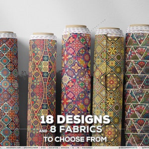 Moroccan Tiles 3 meters Apparel Fabrics | 8 Fabric Options| 18 Designs. Fabric by the yard | 014 FLRFBC