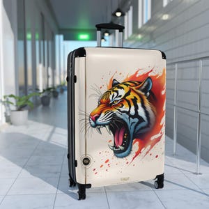 Koffer brullende tijger, handbagage, bagage met wilde dierenkunst, jetsetter-reistas, reizigersaccessoire, bagage met tijgerprint | 003 afbeelding 2
