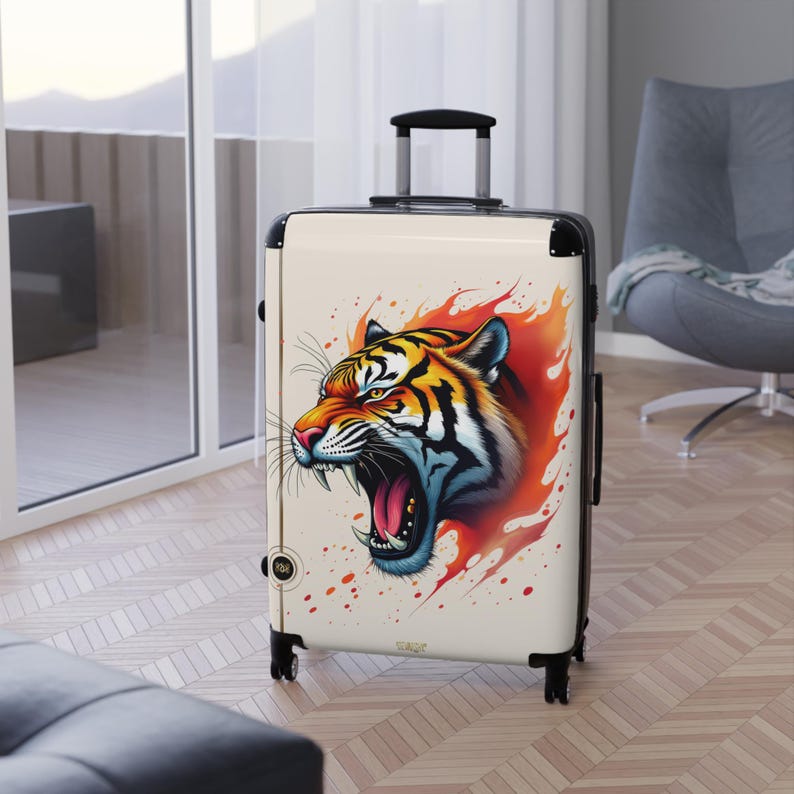 Koffer brullende tijger, handbagage, bagage met wilde dierenkunst, jetsetter-reistas, reizigersaccessoire, bagage met tijgerprint | 003 afbeelding 12