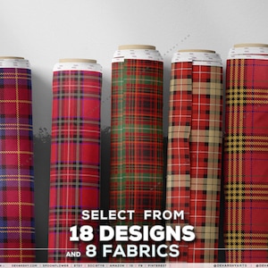 Red Tartan Apparel Fabric 3m+ | 8 Fabric Options | 18 Designs. Plaid Fabric by the yard | 078