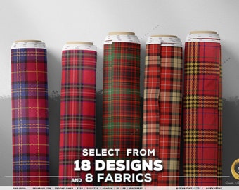 Red Tartan Apparel Fabric 3m+ | 8 Fabric Options | 18 Designs. Plaid Fabric by the yard | 078