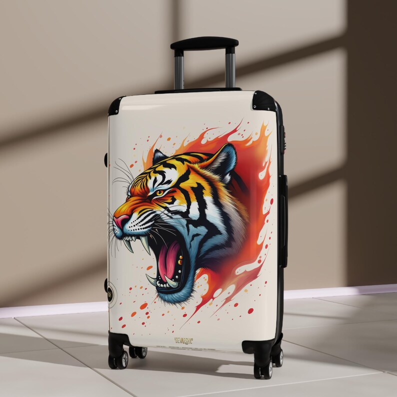 Koffer brullende tijger, handbagage, bagage met wilde dierenkunst, jetsetter-reistas, reizigersaccessoire, bagage met tijgerprint | 003 Medium