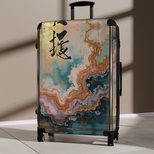 Impasto Gold Suitcase, Travel Luggage, Carry-on Suitcase, Premium Hard Shell Suitcase, Abstract Art Luggage, Travel Suitcase | 154023