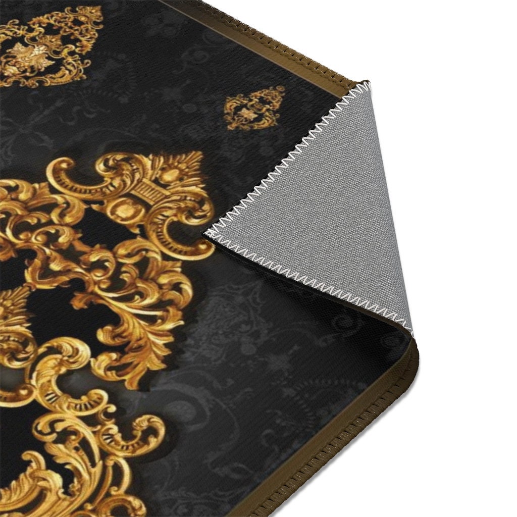 Belgrade Medallion Black Area Rug Chenille Rugs in 3 Sizes - Etsy