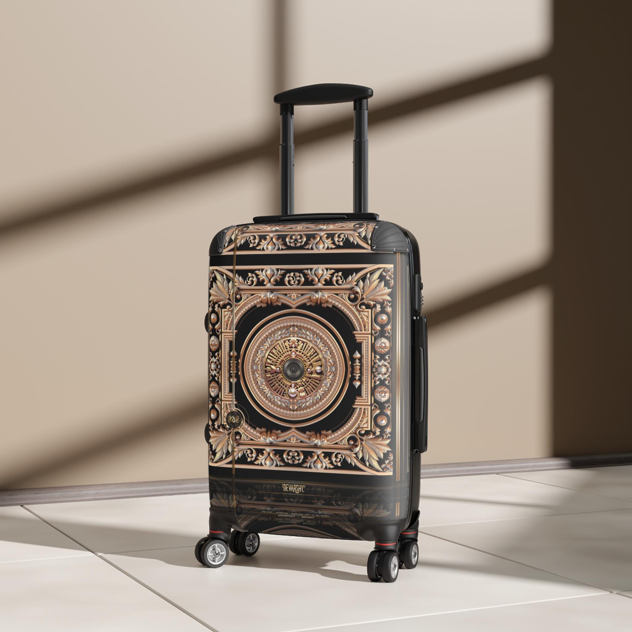 Rose Gold Suitcase, Majestic Gold Baroque Luggage, Luxury Carry on
