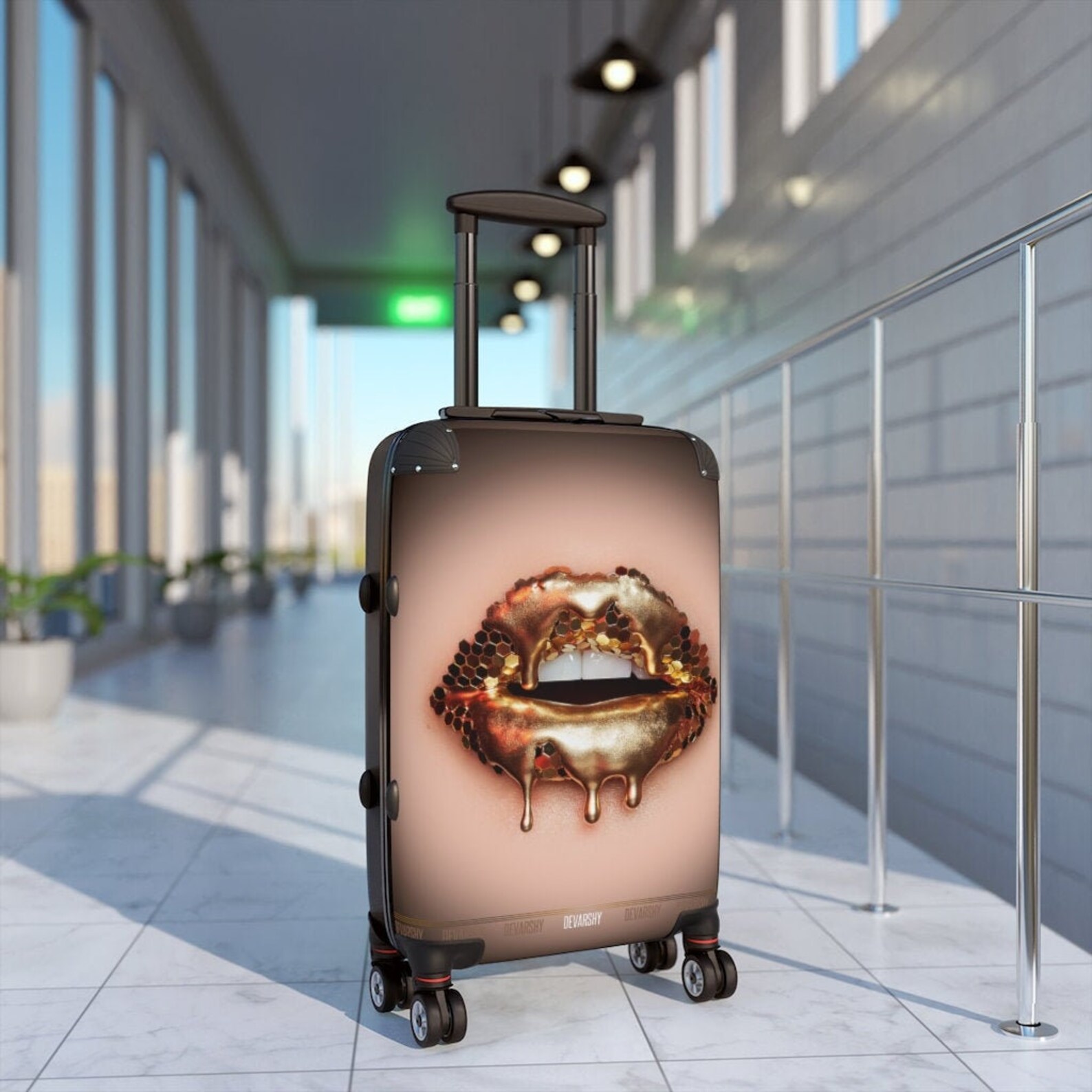 Golden Lips Cabin Baggage Carryon Suitcase Travel Luggage Etsy