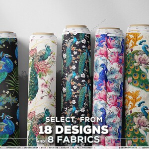 Peacock Print Apparel Fabric 3m+ | 8 Fabric Options | 18 Designs. Fabric by the yard | 051