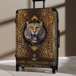 Leopard Print Suitcase, Animal Print Luggage, Carry-on Suitcase, Premium Hard Shell Suitcase, Leopard Print Luggage, Travel Suitcase | X3410