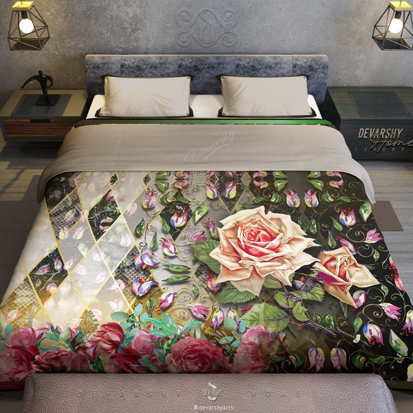 Double Bed Floral Textured Duvet Cover main image 1