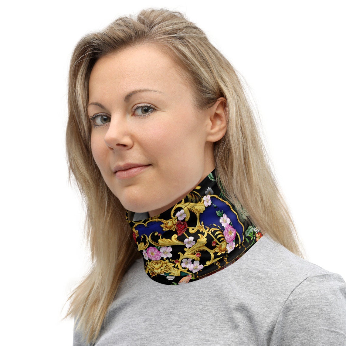 European Baroque Floral Neck Gaiter Fabric Mask Neck Tube PF Etsy