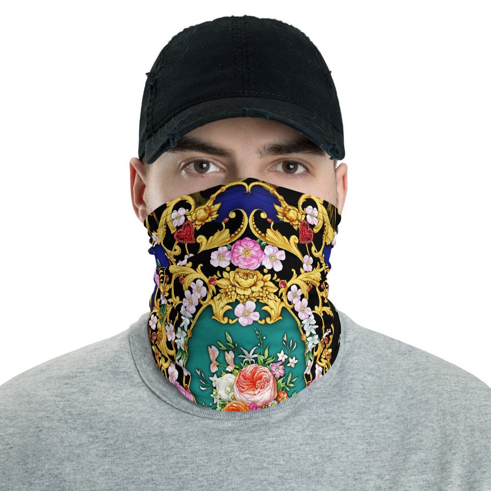 European Baroque Floral Neck Gaiter Fabric Mask Neck Tube PF | Etsy