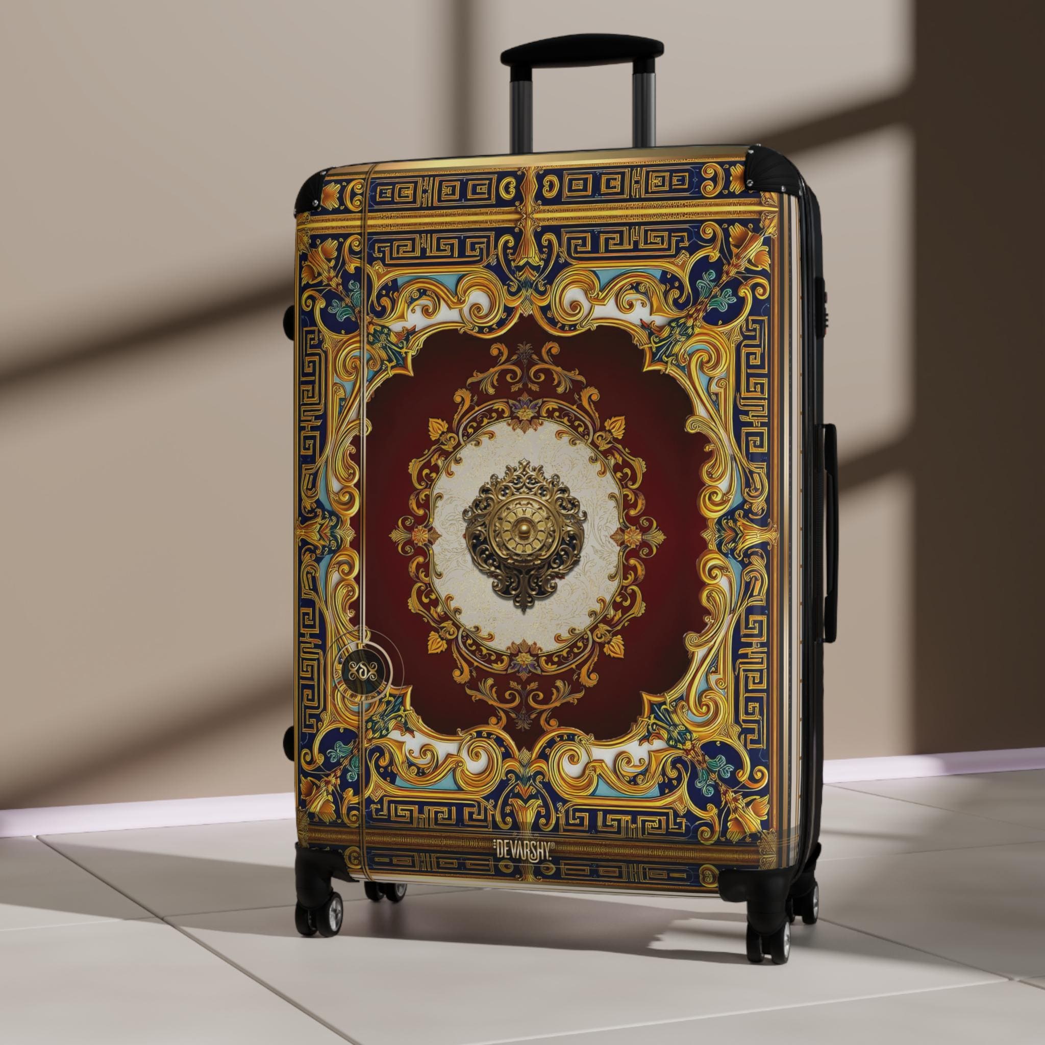 Royal Baroque Suitcase, Ornate Gold Luggage, Hard Shell Carry-on, Jetsetters Travel Gear, Travel Accessory, Exclusive Designer Bag 104927B