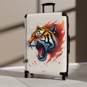 Koffer brullende tijger, handbagage, bagage met wilde dierenkunst, jetsetter-reistas, reizigersaccessoire, bagage met tijgerprint | 003 Large