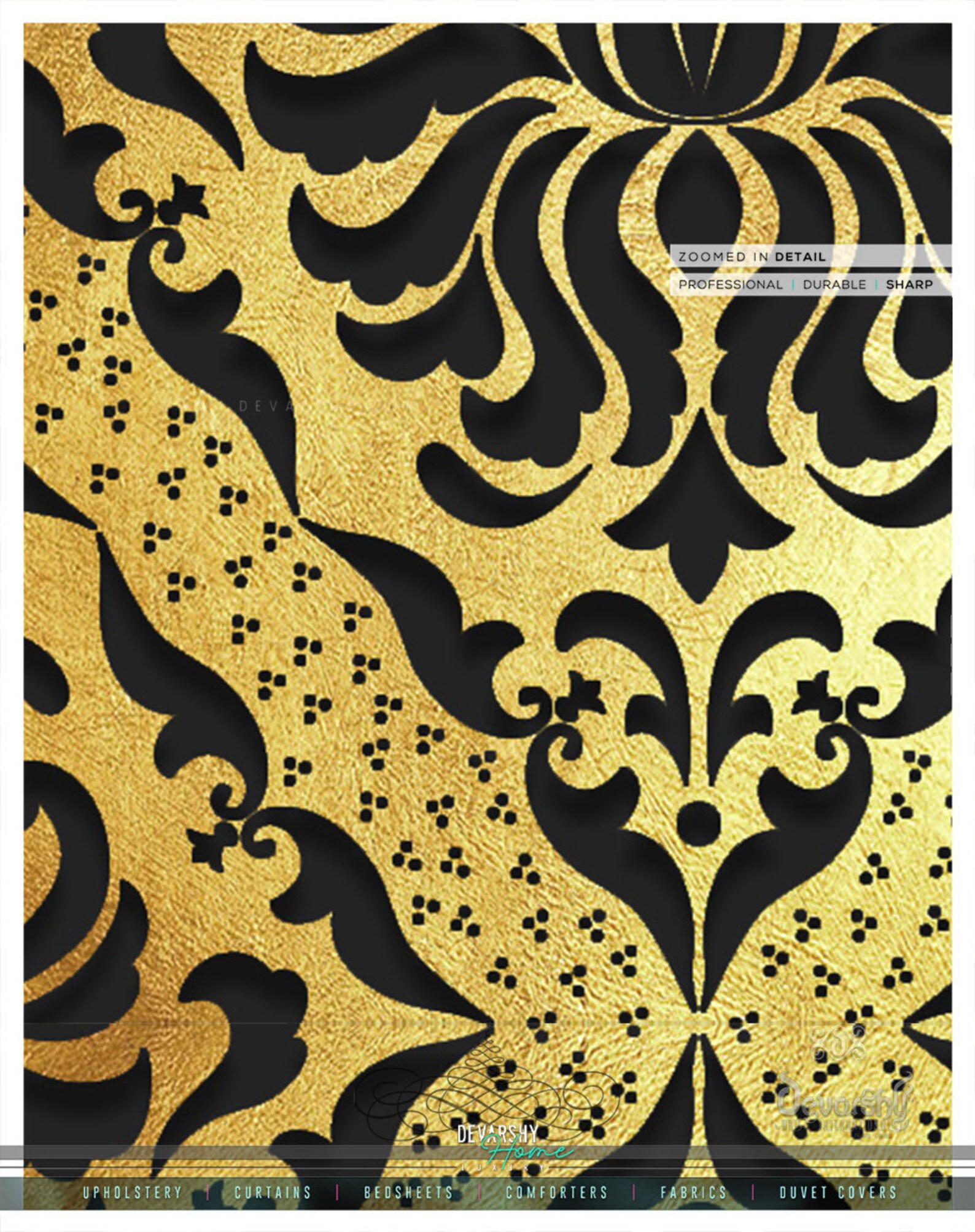 Yellow Damask Pattern PREMIUM Curtain Panel. Available on 12 Etsy UK