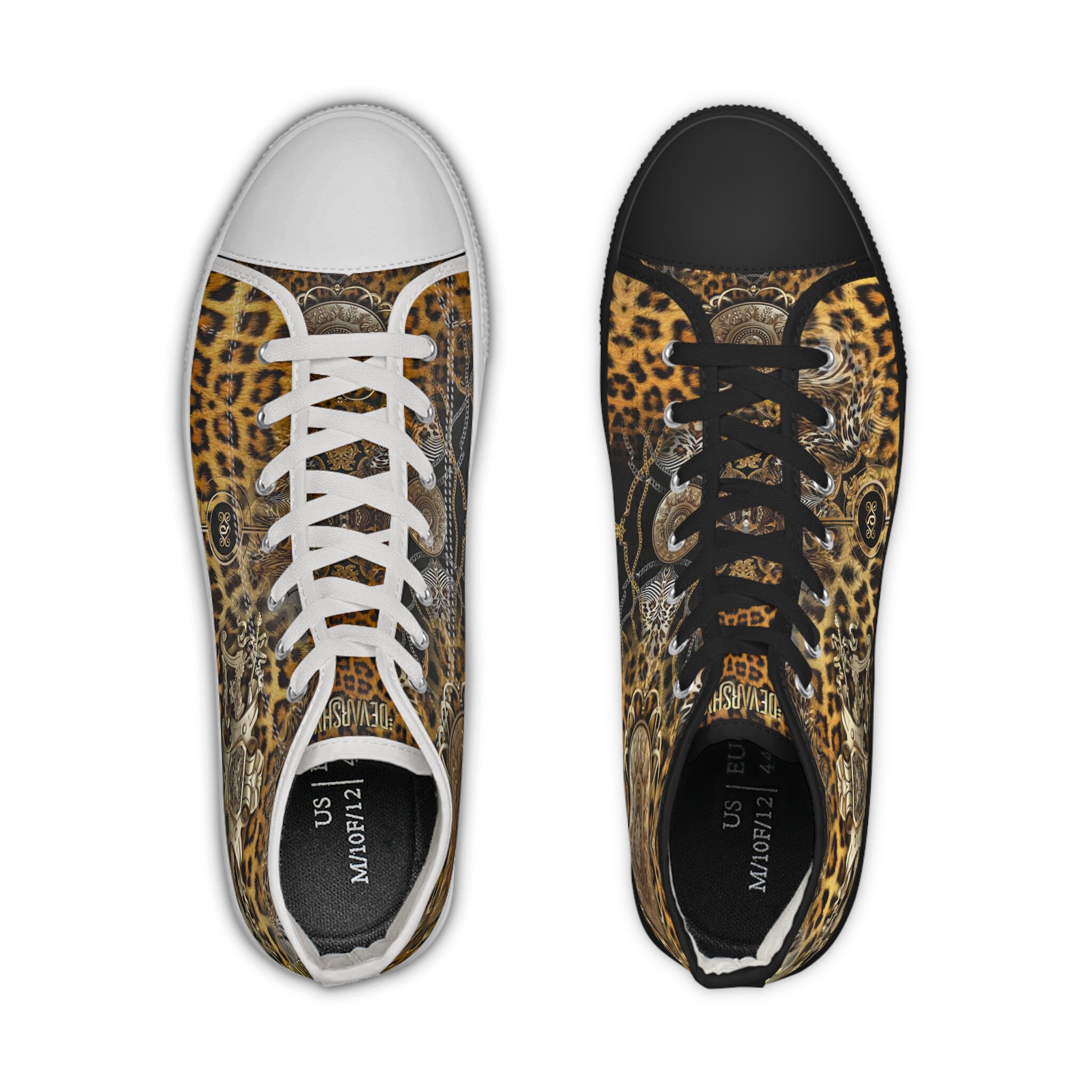 Baroque Leopard Shoes, Unisex High Top Sneakers, Animal Print