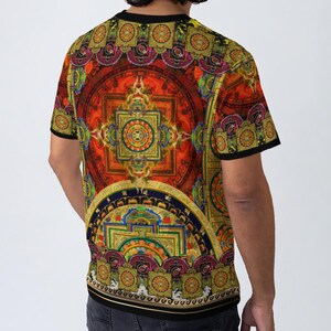 Thangka Painting Cotton T-Shirt, Unisex Casual Wear, Tibetan Art Summer Tee, Graphic T-Shirt, Streetwear Style, Everyday Wear Tee | 104998 image 6