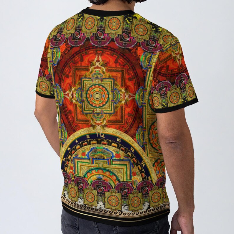 Thangka Painting Cotton T-Shirt, Unisex Casual Wear, Tibetan Art Summer Tee, Graphic T-Shirt, Streetwear Style, Everyday Wear Tee | 104998 image 6
