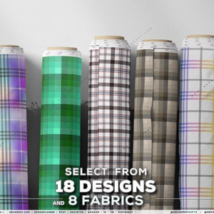 Plaid Pattern Apparel Fabric 3m+ | 8 Fabric Options | 18 Designs. Check Fabric by the yard | 077