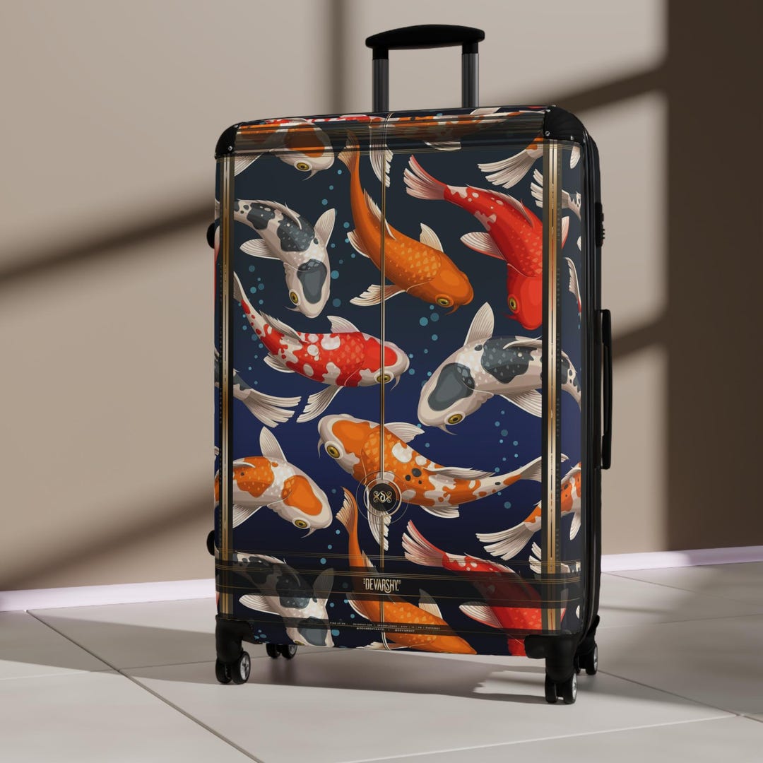 Vibrant Fish Suitcase, Hard Shell Carry-on, Koi Fish Luggage, Stylish ...