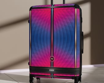 Vibrant Geometric Suitcase, Hard Shell Carry-on Luggage, Stylish Abstract Art Bag, Jetsetters Travel Gear, Luxury Travel Accessory | 11196A