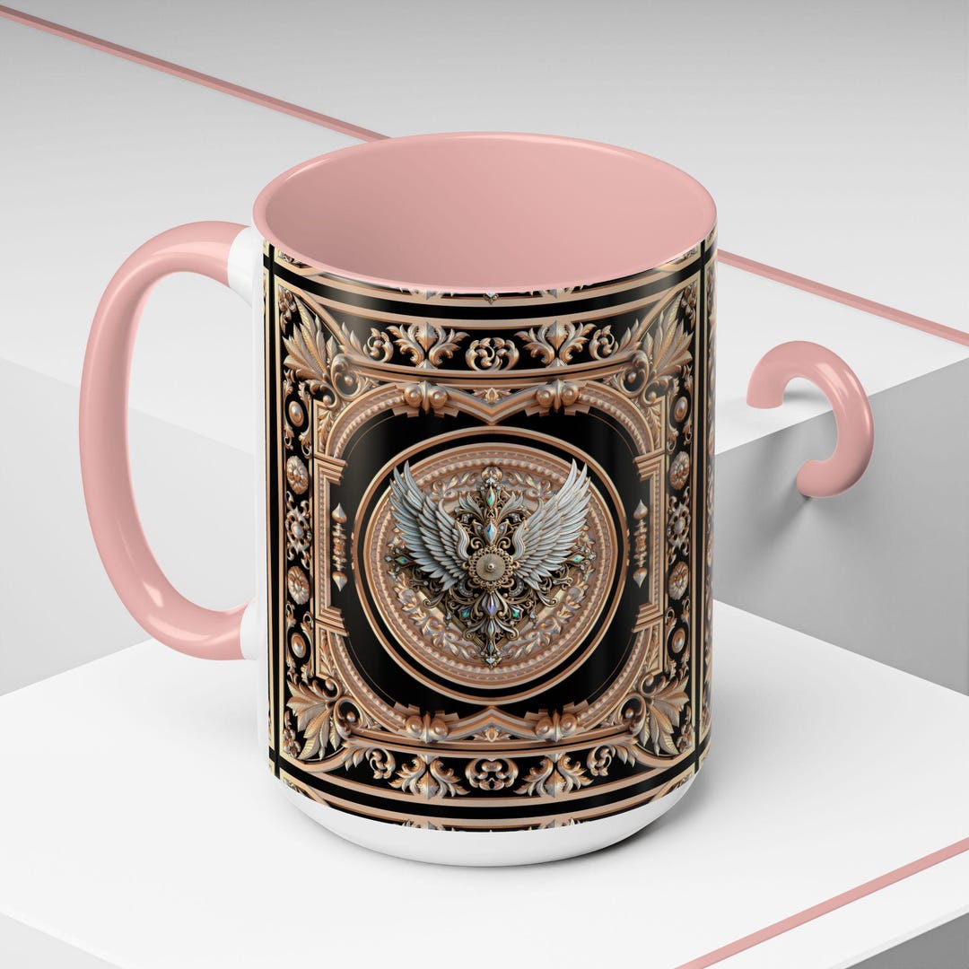 Rose Gold Coffee Mug, Art Deco Coffee Cup, Accent Coffee Mug, Ceramic ...