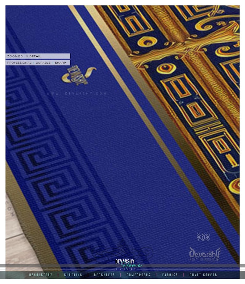 Royal Blue Area Rug, Baroque Blue Carpet, Printed Area Rug, Bedroom Carpet, Chenille Area Rug, Ornate Blue Carpet