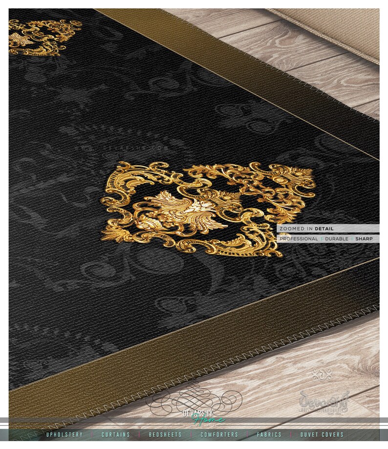 Belgrade Medallion Area Rug Black Baroque Carpet Chenille Bedroom Rugs ...