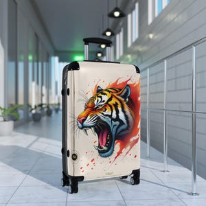Koffer brullende tijger, handbagage, bagage met wilde dierenkunst, jetsetter-reistas, reizigersaccessoire, bagage met tijgerprint | 003 afbeelding 3