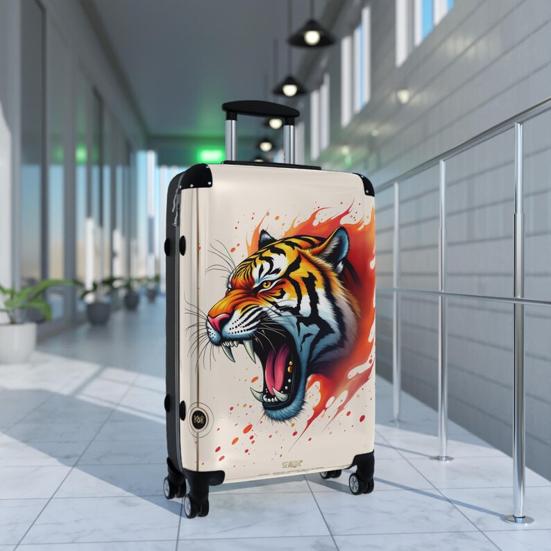 Koffer brullende tijger, handbagage, bagage met wilde dierenkunst, jetsetter-reistas, reizigersaccessoire, bagage met tijgerprint | 003 afbeelding 3