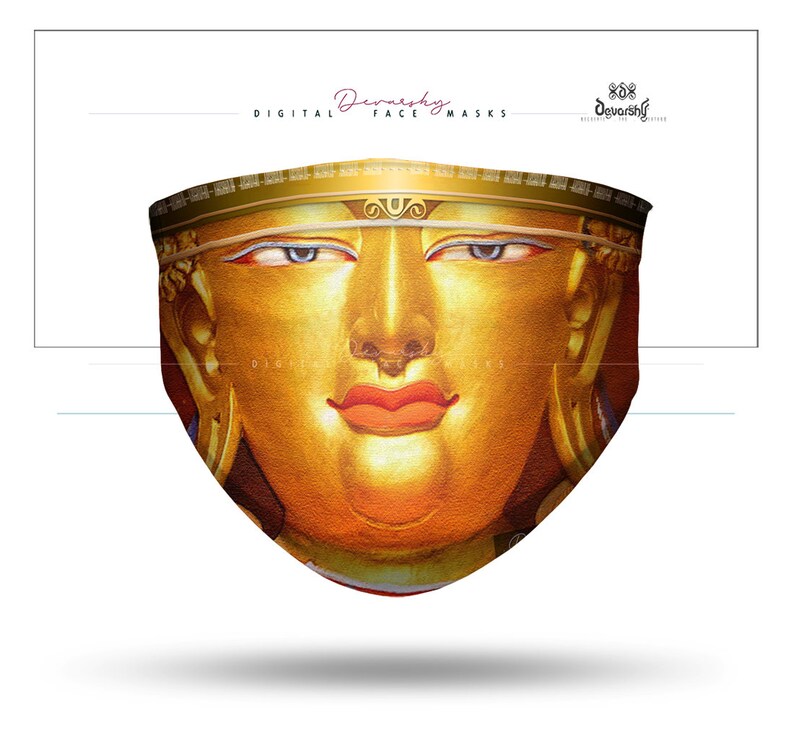 Tibetan Golden Buddha Face Mask With Filter and Nose Wires Etsy