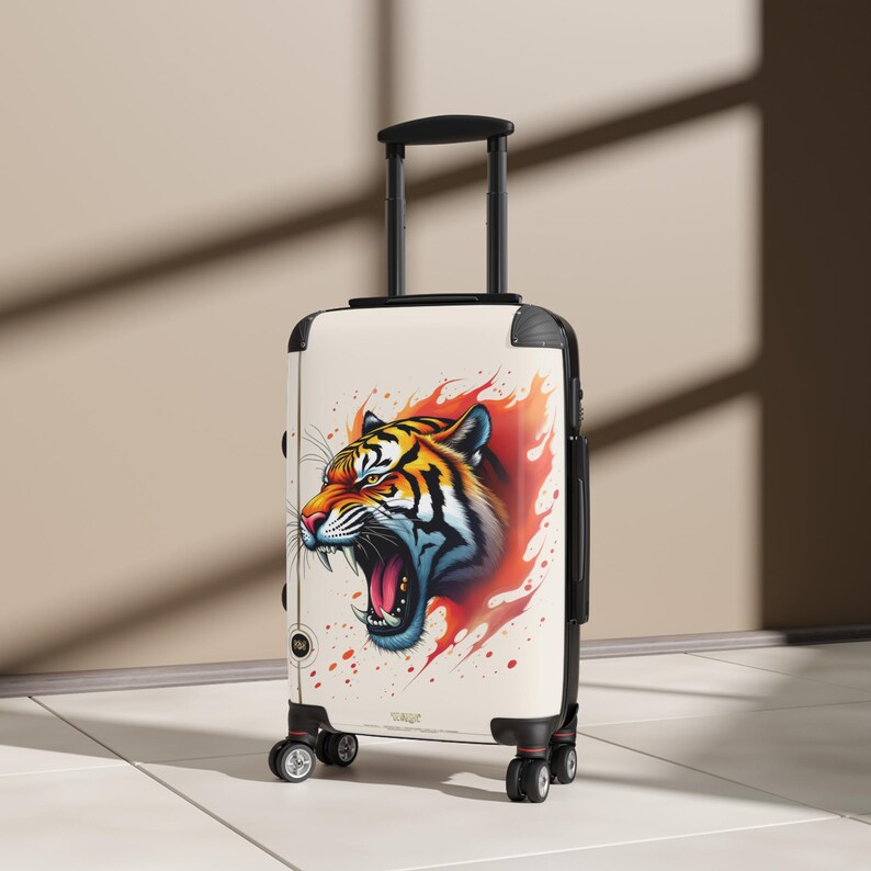 Koffer brullende tijger, handbagage, bagage met wilde dierenkunst, jetsetter-reistas, reizigersaccessoire, bagage met tijgerprint | 003 Small