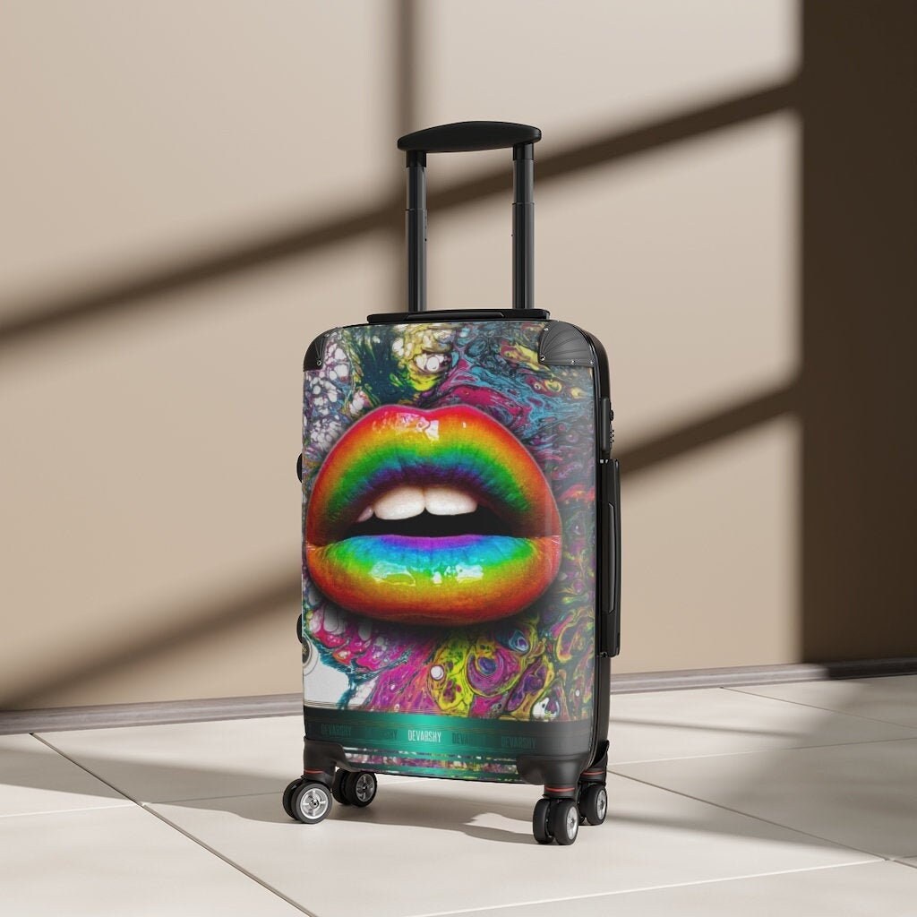 Rainbow Glossy Lips Cabin Baggage Travel Luggage Carryon Etsy