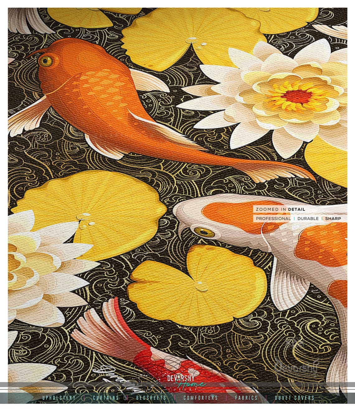 Yellow Japanese Koi Fish Area Rug Available in 3 sizes Etsy