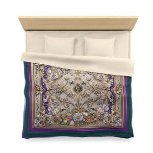 Baroque Floral Duvet Cover, Quilted Comforter, Ornate Pillow Sham, Luxury Bedding Set, Best Wedding Gift, Baroque Bed Linen | 104944