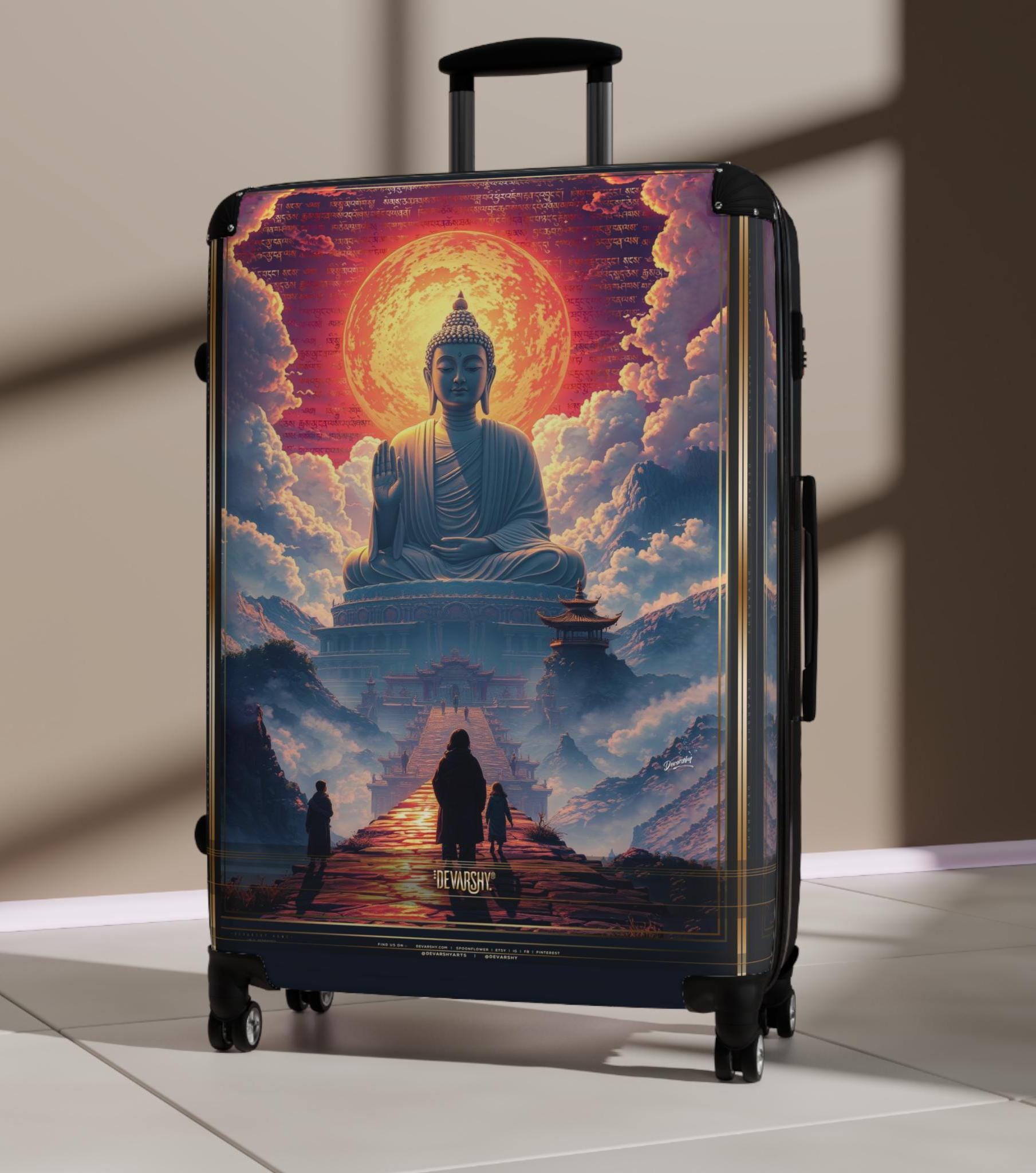 Buddha Statue Suitcase, Buddha Travel Luggage, Carry-on Suitcase, Luxury Hard Shell Suitcase, Buddha Art Luggage, Travel Suitcase | 104962