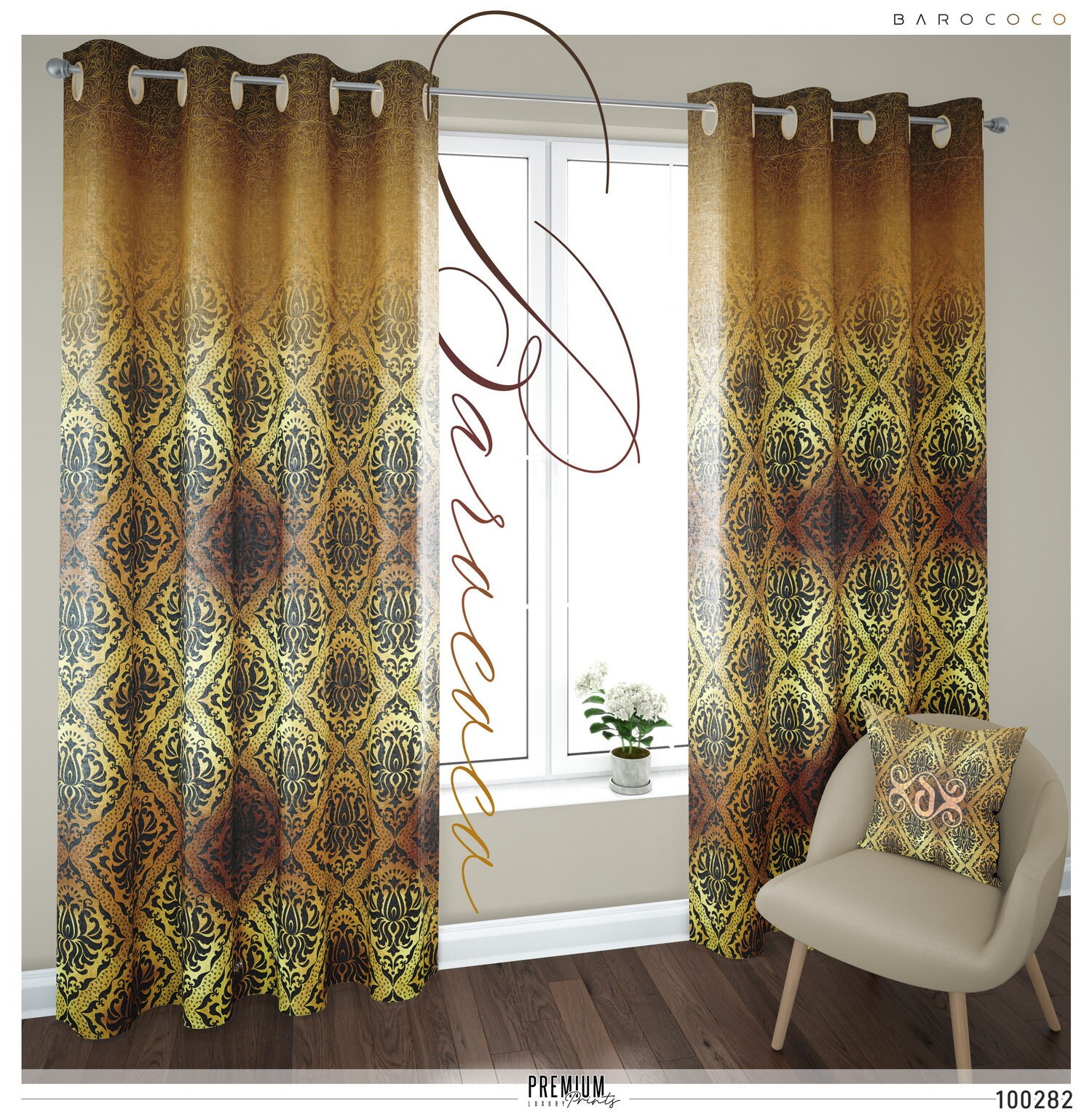 Yellow Damask Pattern PREMIUM Curtain Panel. Available on 12 Etsy UK