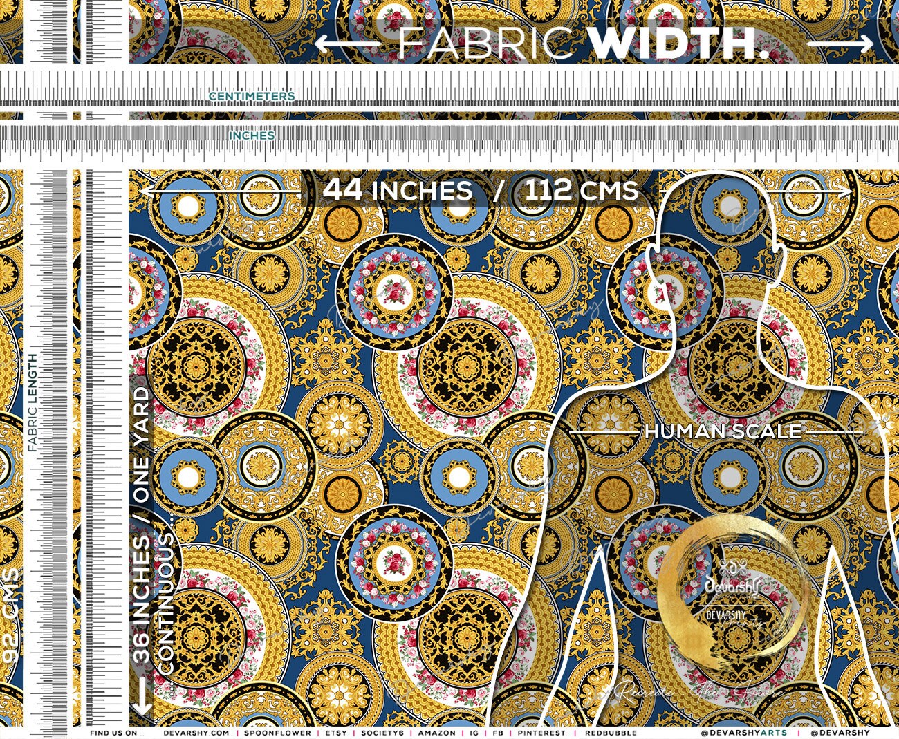 BAROQUE Circles 3meters Apparel Fabrics 8 Fabric Options 18 