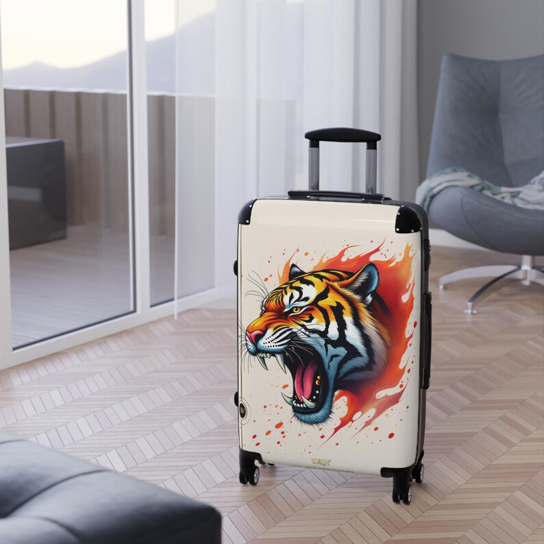 Koffer brullende tijger, handbagage, bagage met wilde dierenkunst, jetsetter-reistas, reizigersaccessoire, bagage met tijgerprint | 003 afbeelding 13