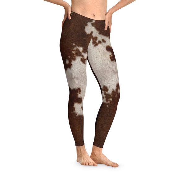 Cow Print Leggings, Women Stretchy Leggings, Animal Print Leggings
