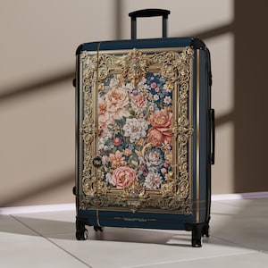 Baroque Fleur Suitcase, Floral Print Luggage, Exclusive Hard Shell Carry-on, Elegant Travel Accessory, Jetsetters Travel Gear | 104941