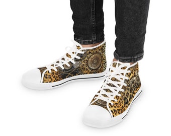 Baroque Leopard Shoes, Unisex High Top Sneakers, Animal Print