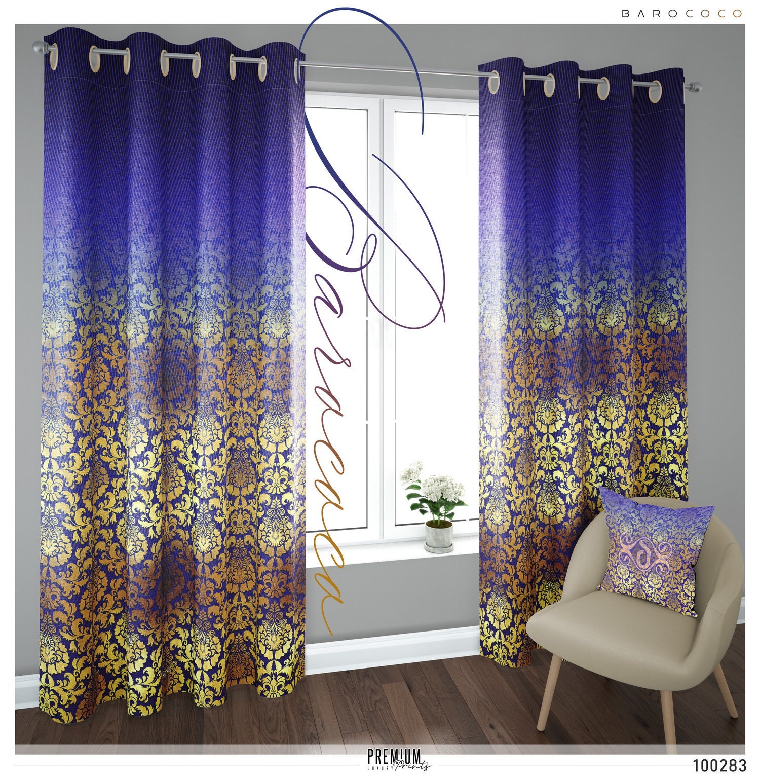 Gold Damask Pattern PREMIUM Curtain Panel. Available on 12 Etsy