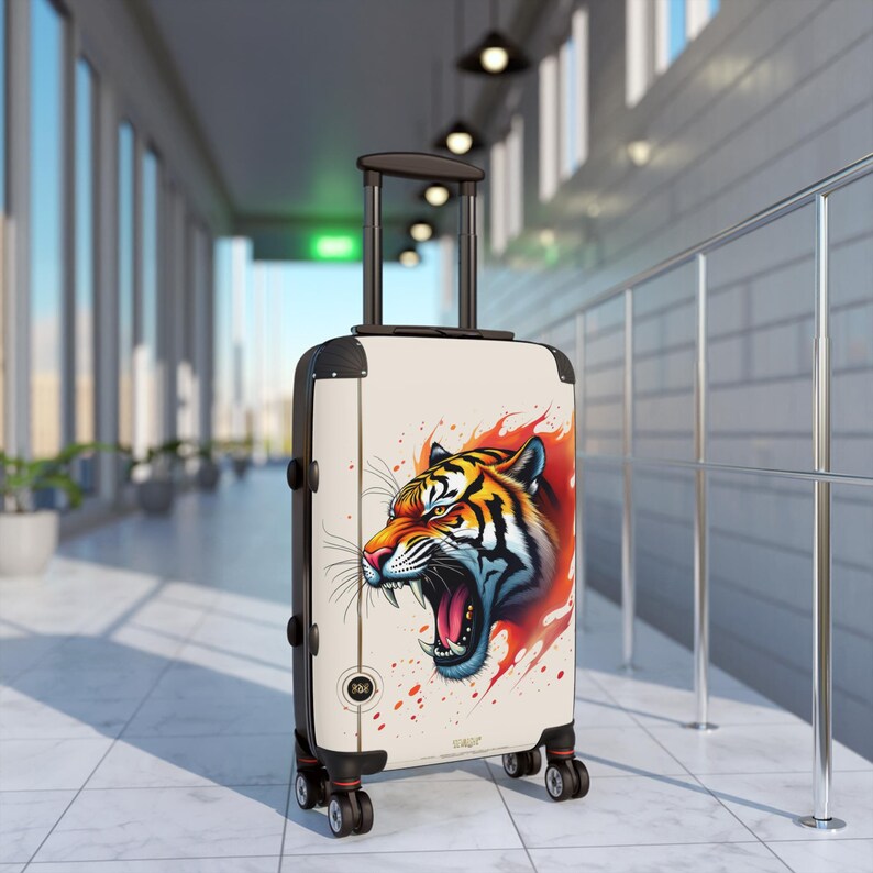 Koffer brullende tijger, handbagage, bagage met wilde dierenkunst, jetsetter-reistas, reizigersaccessoire, bagage met tijgerprint | 003 afbeelding 4