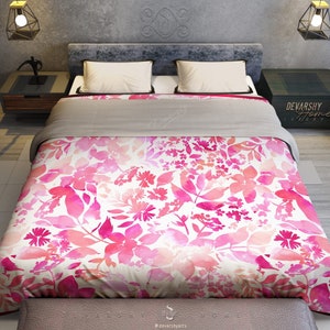 Floral Print 100% Cotton Sateen Duvet Cover with Zipper | 4 Sizes & 2 Color Options Floral Duvet Cover | RB0089