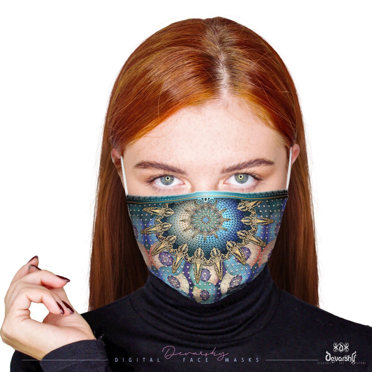 Blue Decorative Pearls Face Mask With Filter and Nose Wires Etsy