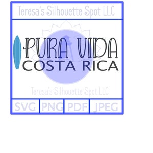 Pura Vida Costa Rica SVG|PNG|PDF Cut File for Vinyl Cutting Machine