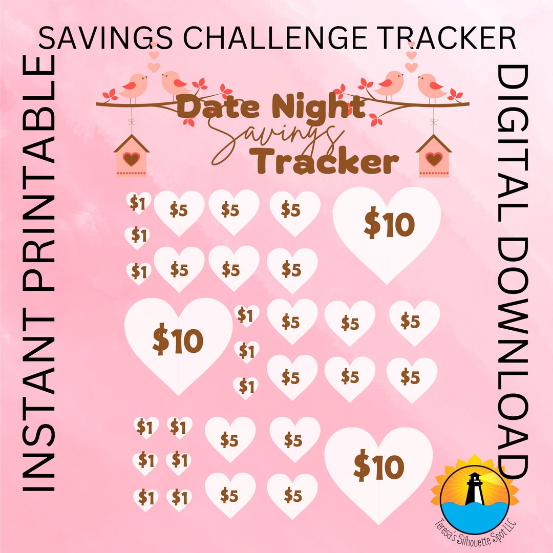 Date Night Savings Trackerdate Night Savings Challengecouples Savings