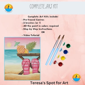 Flip Flop Beach Painting Kit: DIY Art, Canvas, Brushes (Video Tutorial)