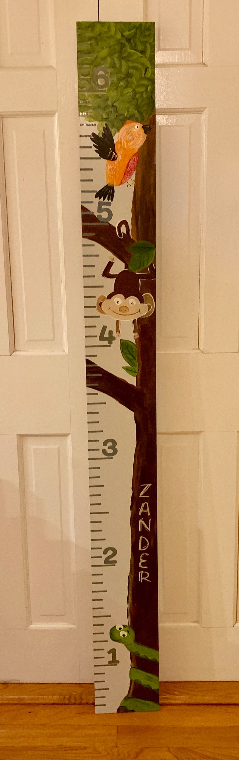 Growth Chart Ruler Child/'s Personalized Keepsake Nursery Decor Jungle Theme